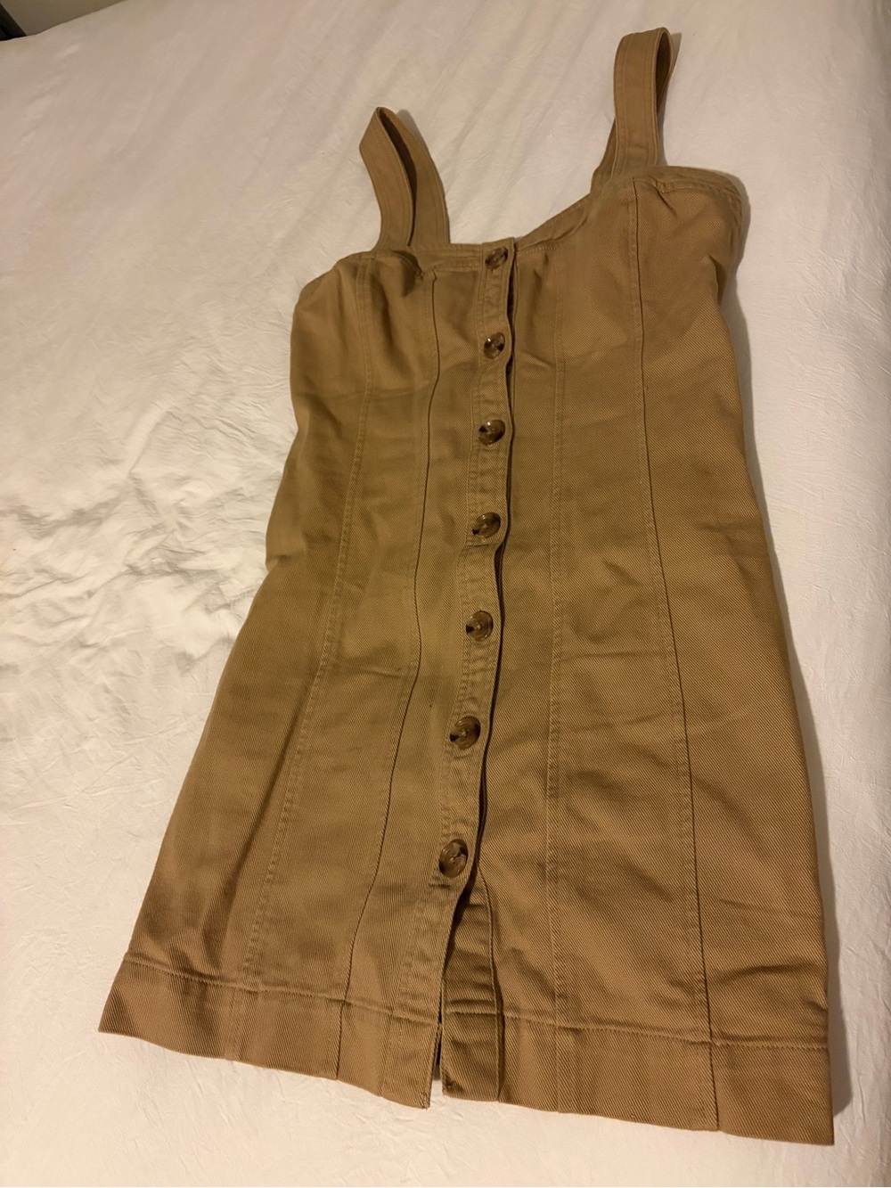 Banana Republic Sleeveless Button-Front Camel Mini Dress